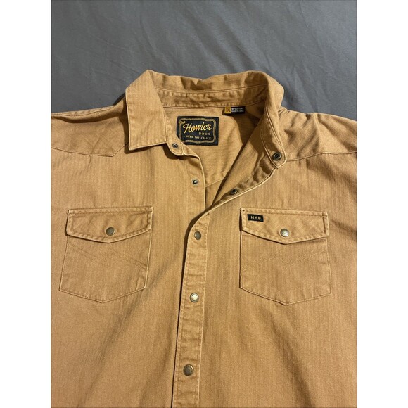 Howler Brothers Sawhorse Work Shirt Men's 2XL Snap Front Western Tan Longsleeve - Picture 3 of 9